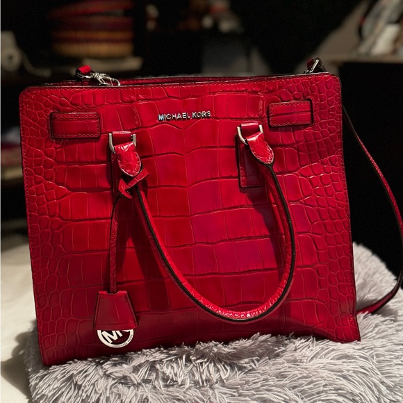 Michael Kors Crimson Crocodile-Embossed Tote - Picture 1 of 3